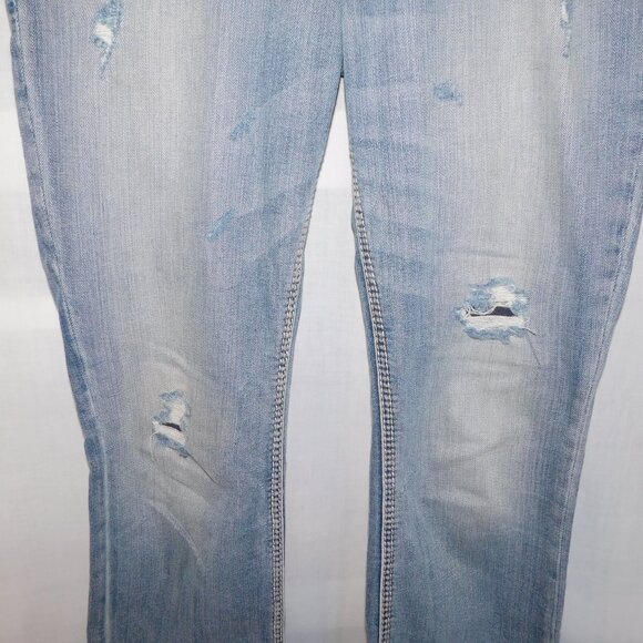 Silver Jeans Light Suki Mid Rise Baby Boot Distressed Womens 30 x 33 Blue Jeans - Picture 9 of 13